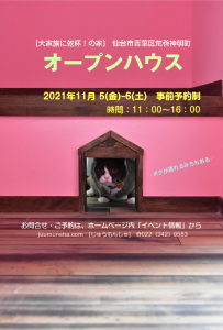 [イベント] オープンハウス開催（11/5金ｰ6土）～大家族に乾杯！の家