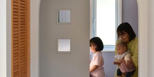 アーチ壁が一枚の絵のように見えます。　